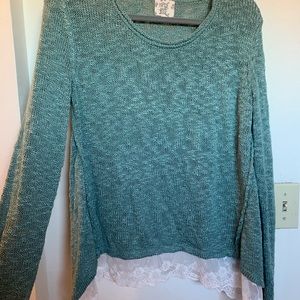 Lace-trimmed sweater